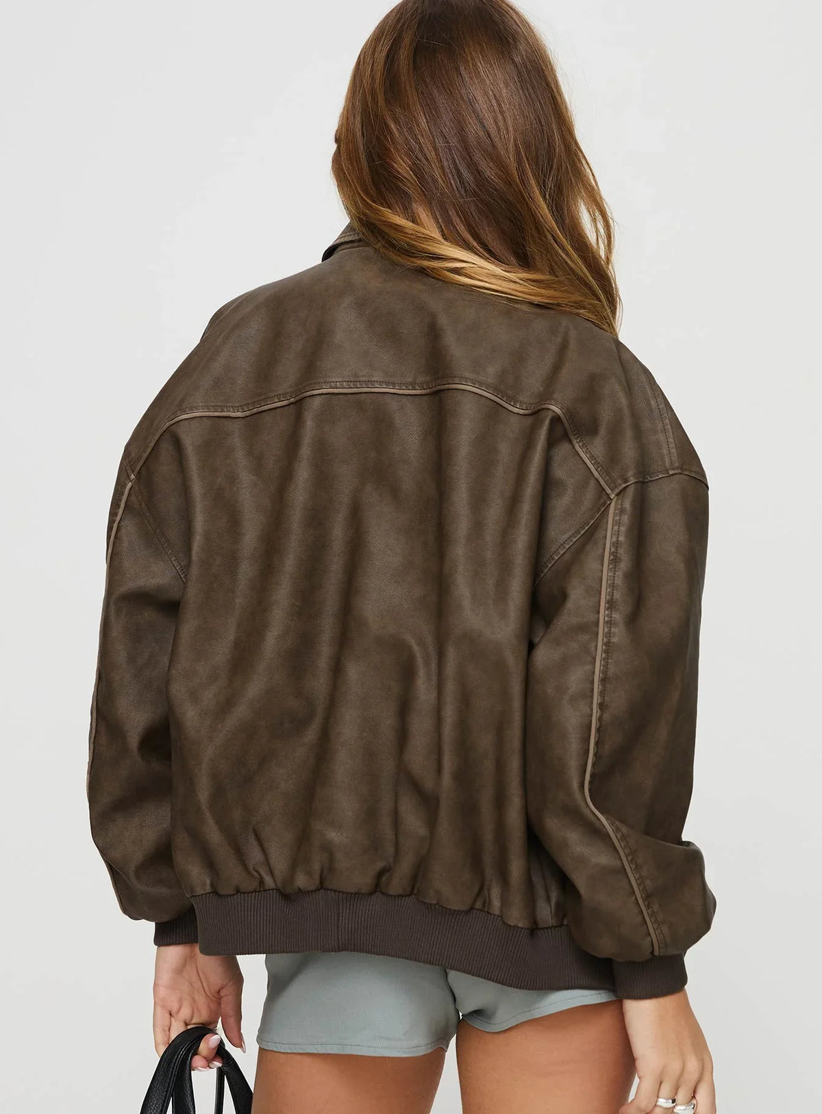 Jade — Bomber ample à finition patinée — Amielle Paris