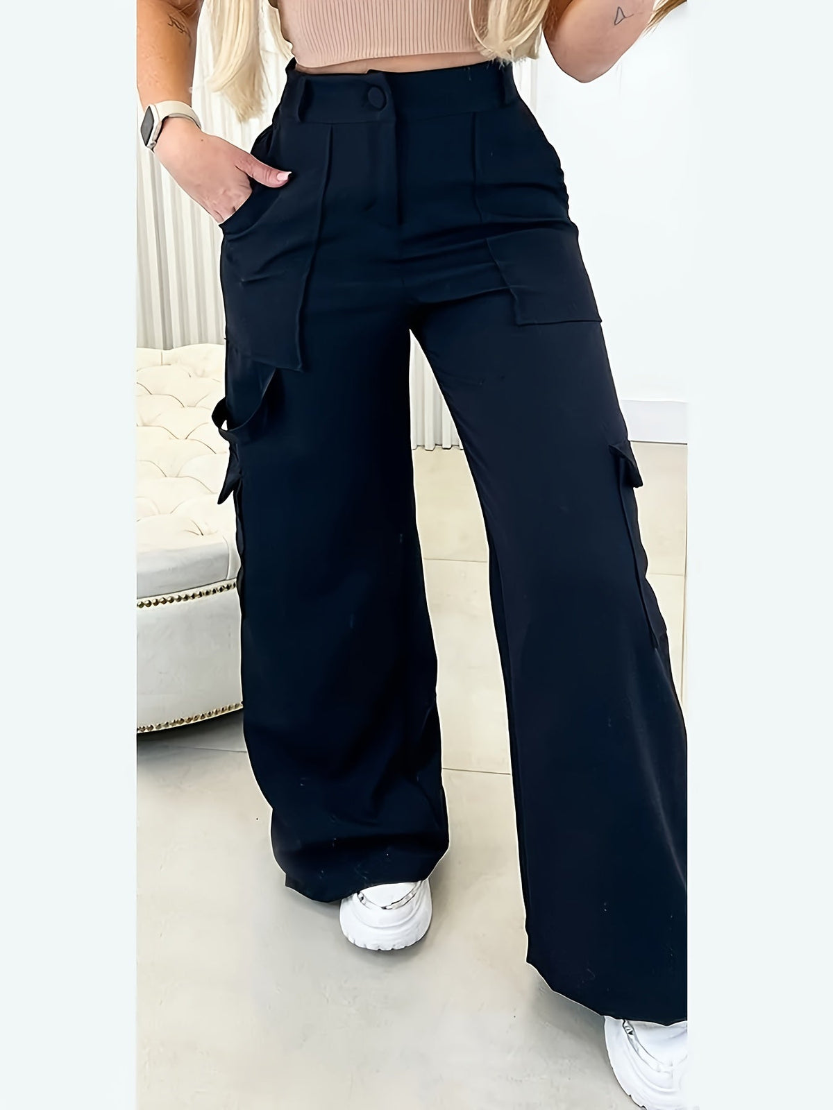 Pantalon cargo large taille haute — Amielle Paris
