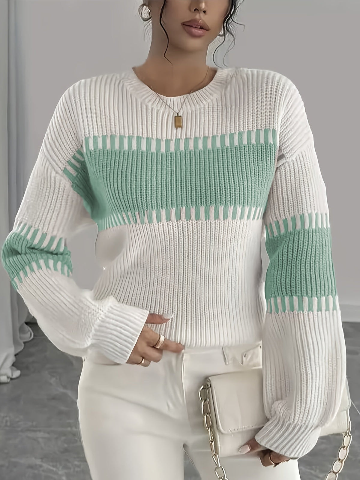 Margaux | Pull rayé à épaules tombantes — Amielle Paris