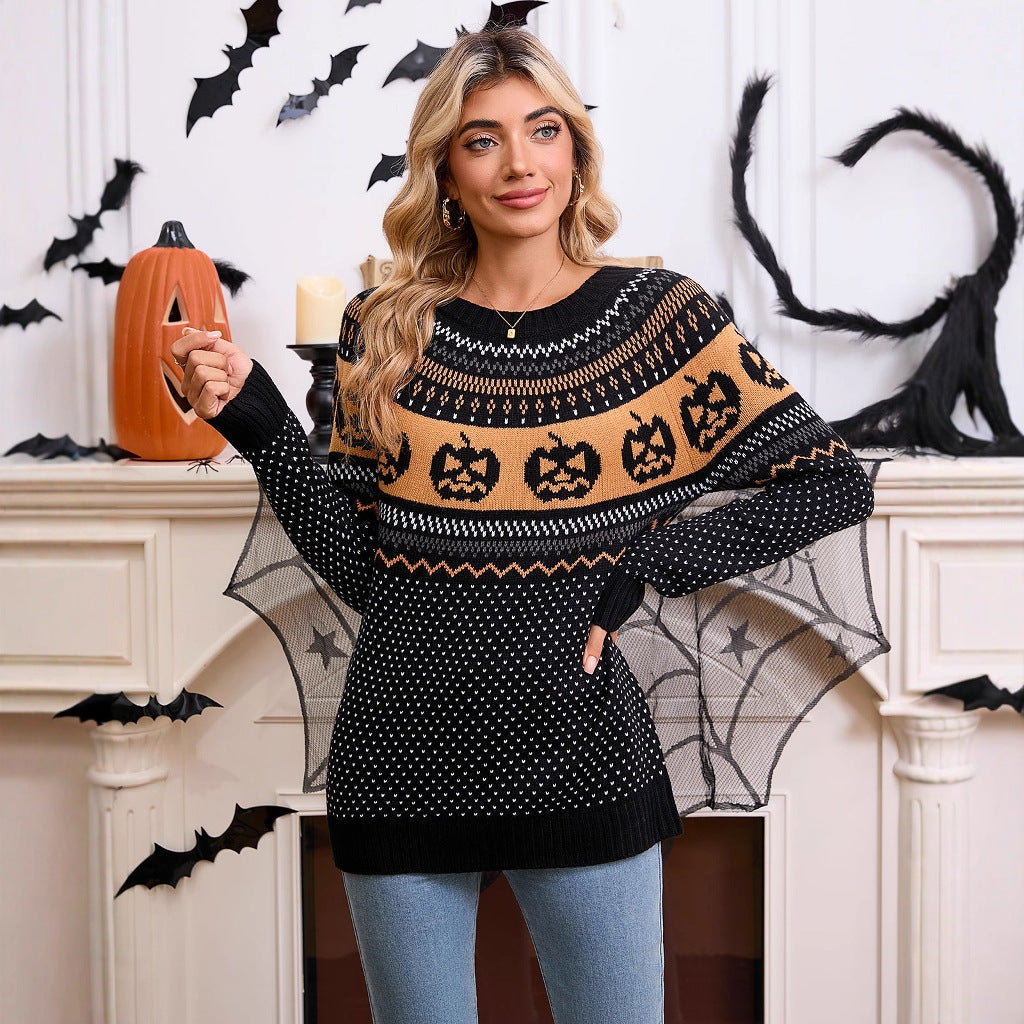 Pumpkin Grin — Pull Halloween à citrouilles — vue 5