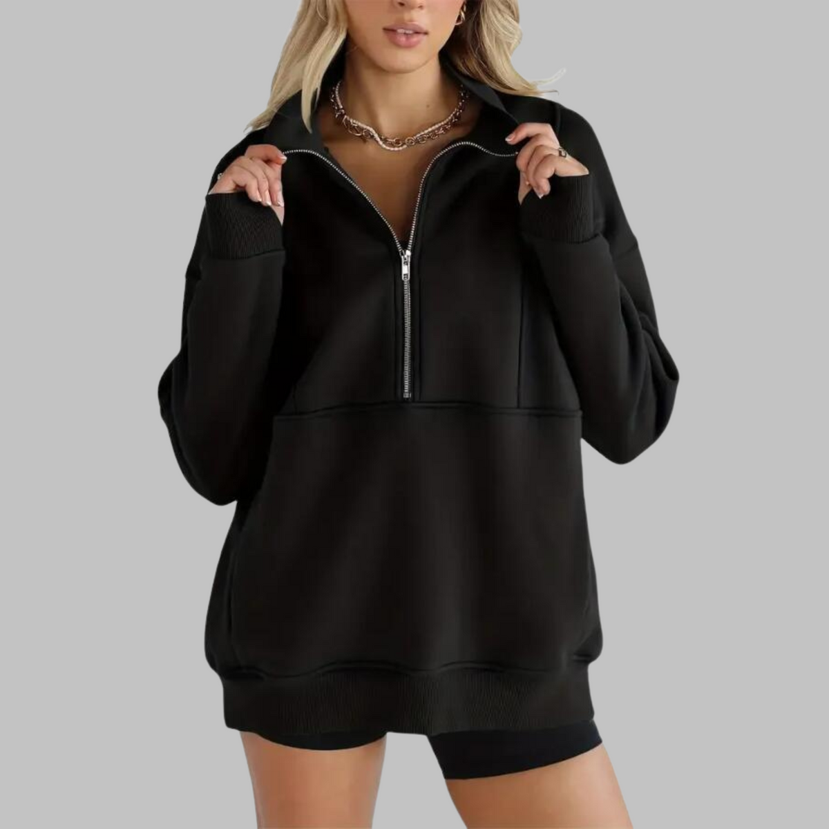 Sweat ample à col demi-zippé — Amielle Paris