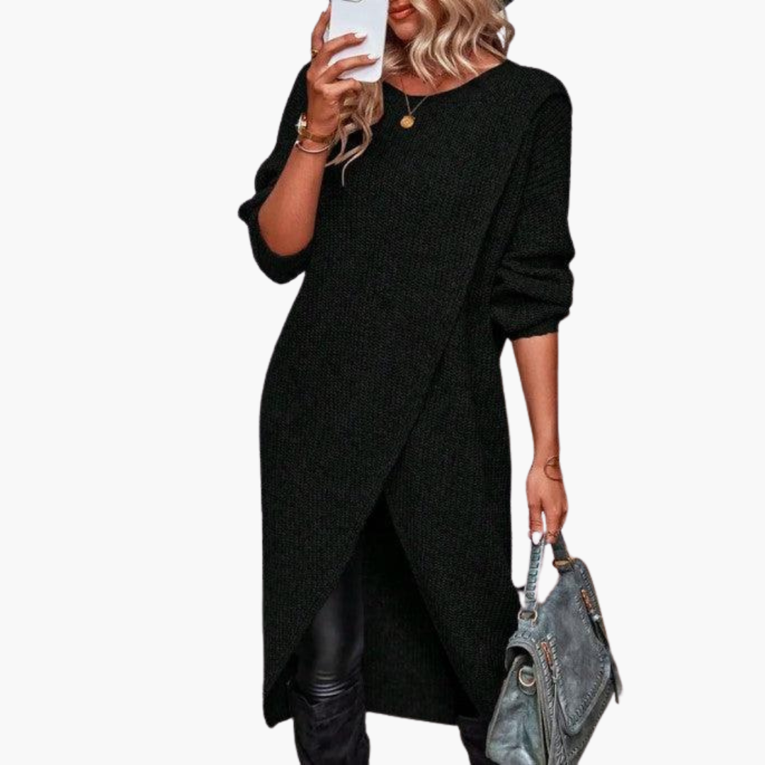 Robe pull tunique à devant croisé — Amielle Paris