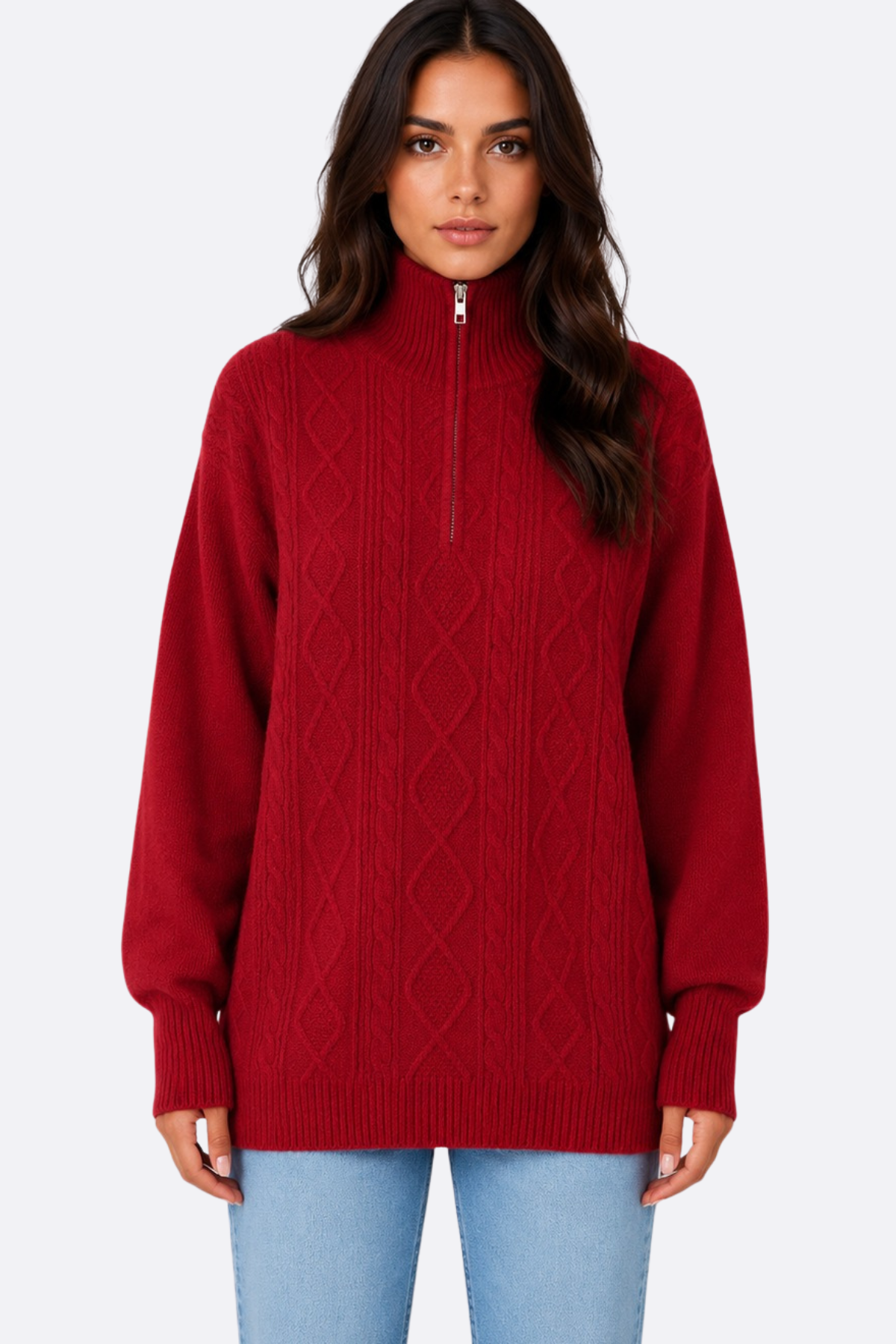 Pull torsadé à col zippé — Nina — Amielle Paris