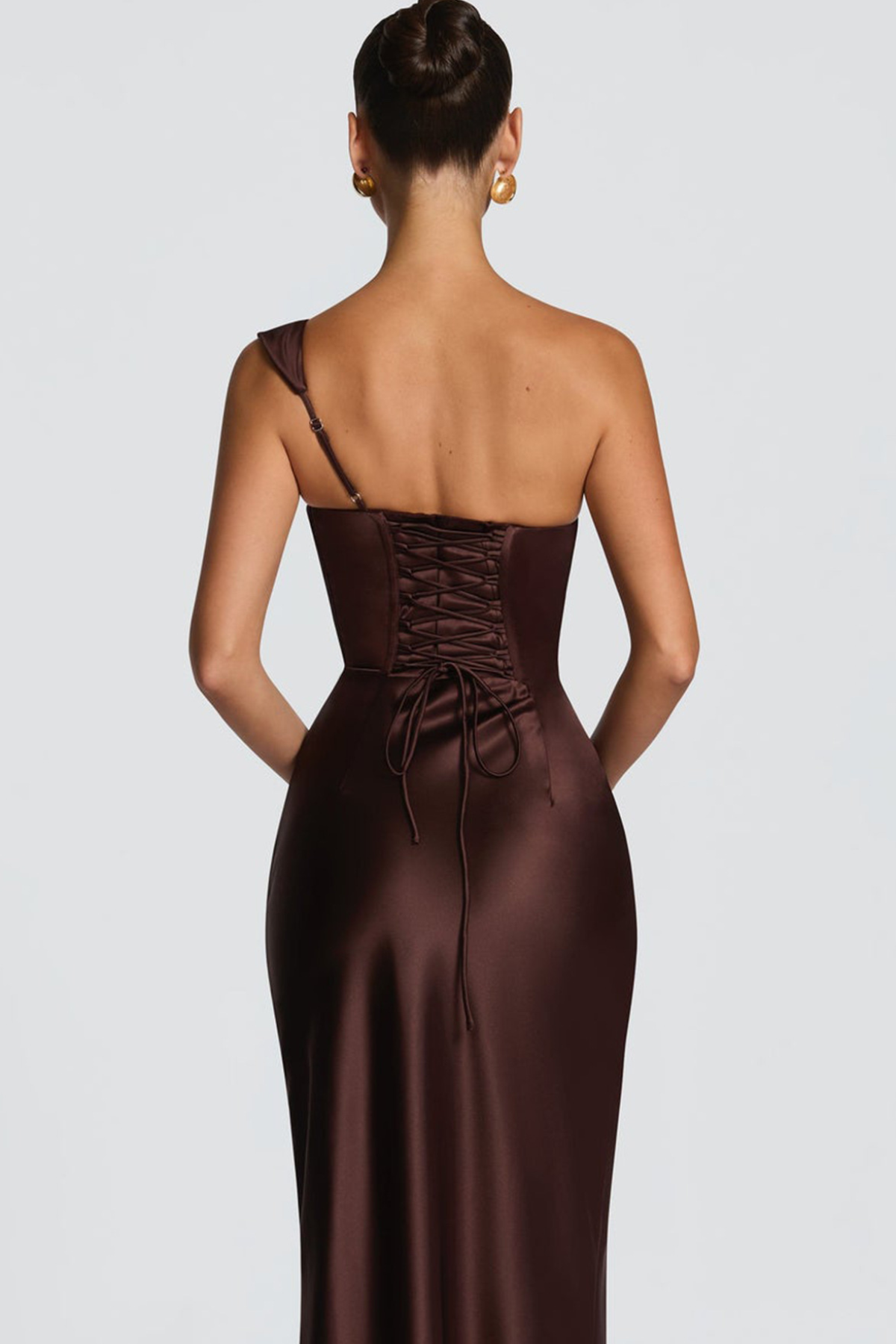 Robe longue satinée à une épaule — Eurydice — Amielle Paris