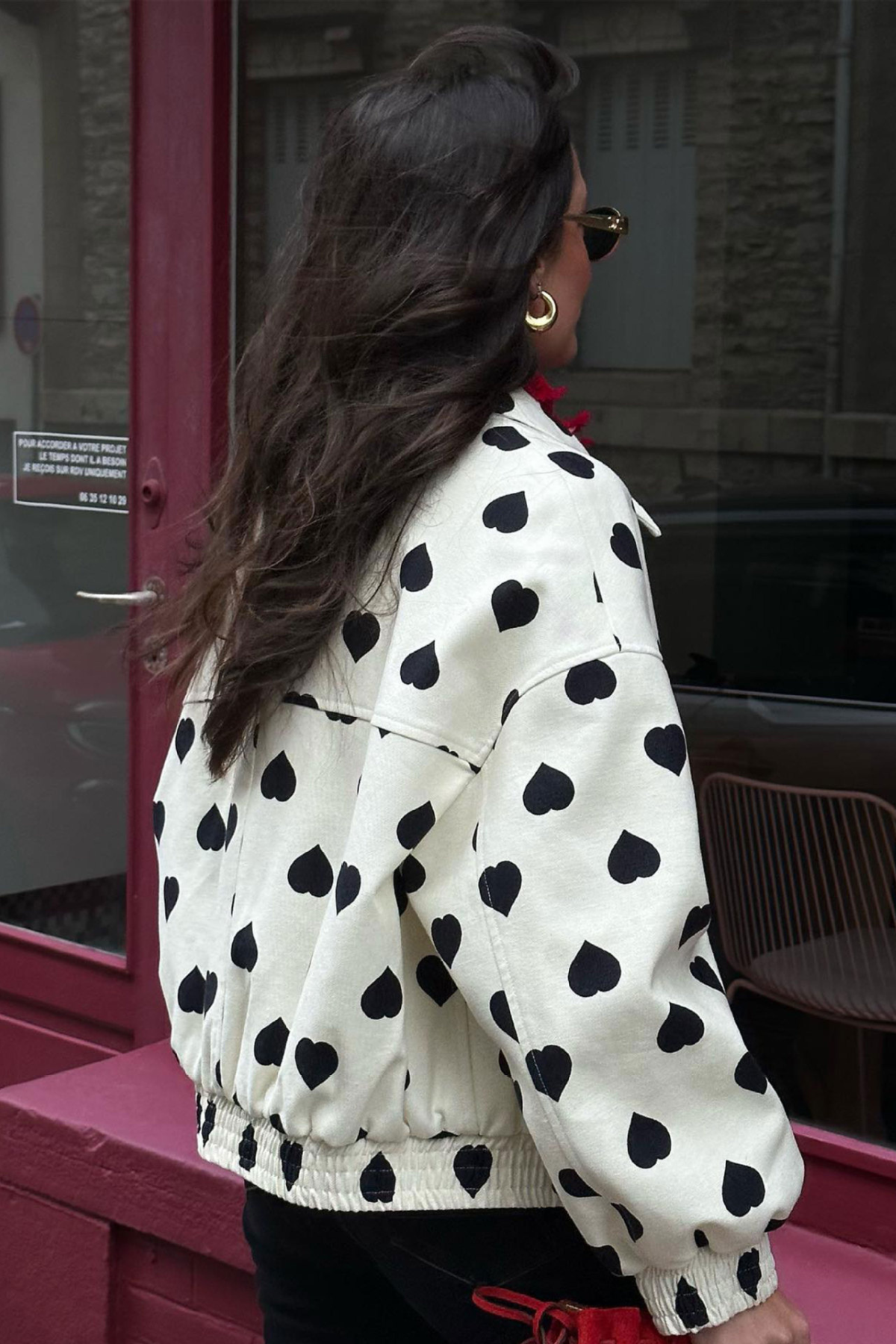 Juliette — Bomber ample à imprimé cœurs — Amielle Paris