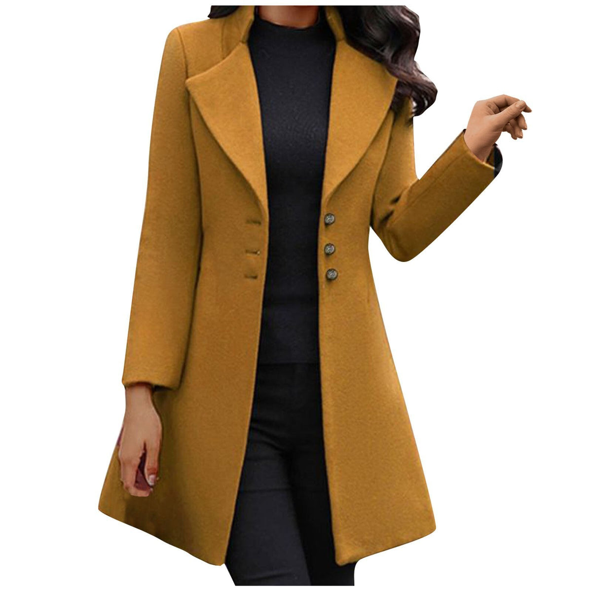 Olivia — Manteau long boutonné à col tailleur — Amielle Paris