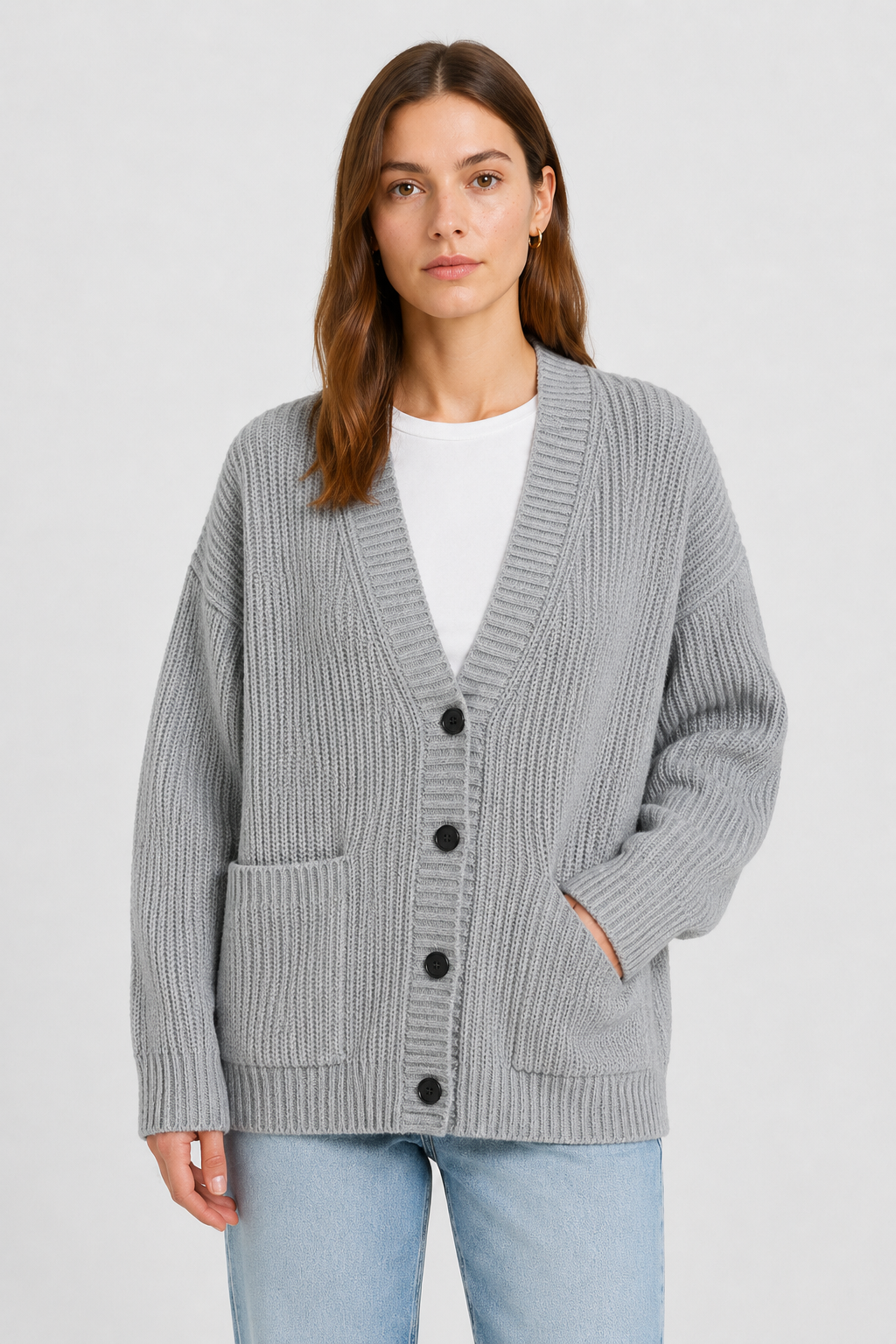 Cardigan long côtelé à manches amples — Amielle Paris