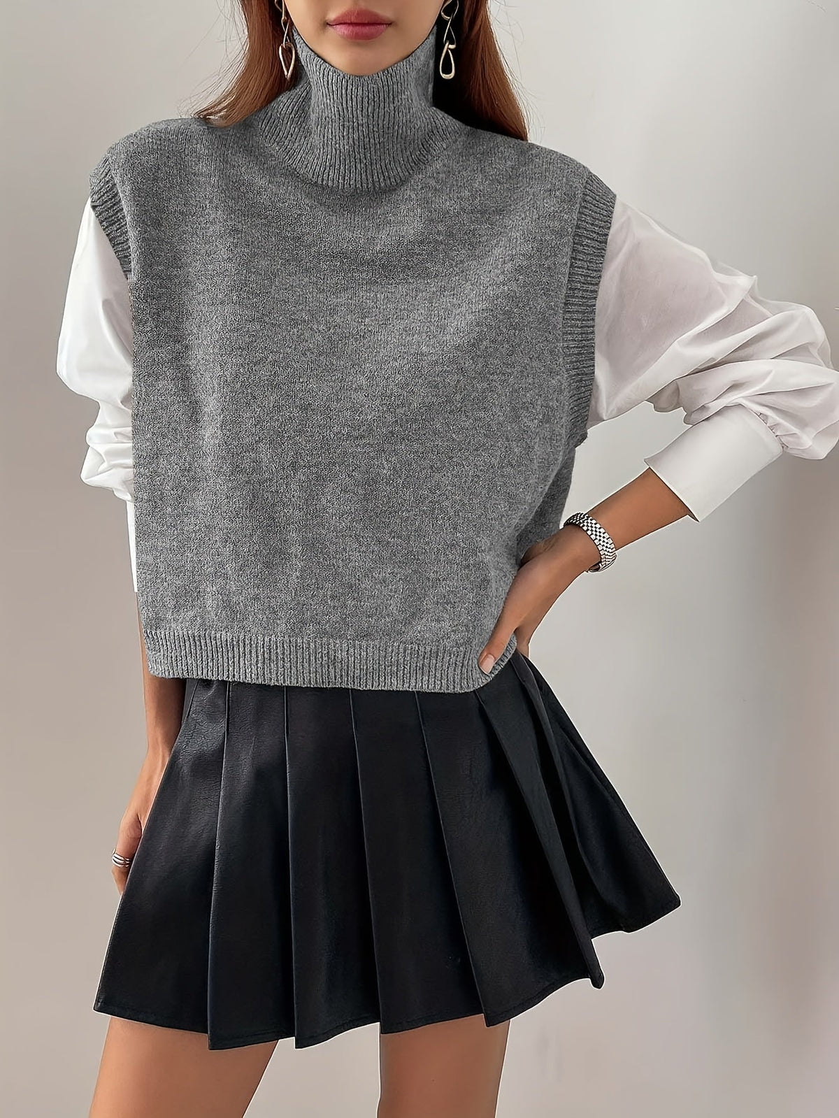 Pull sans manches à col roulé — vue 13
