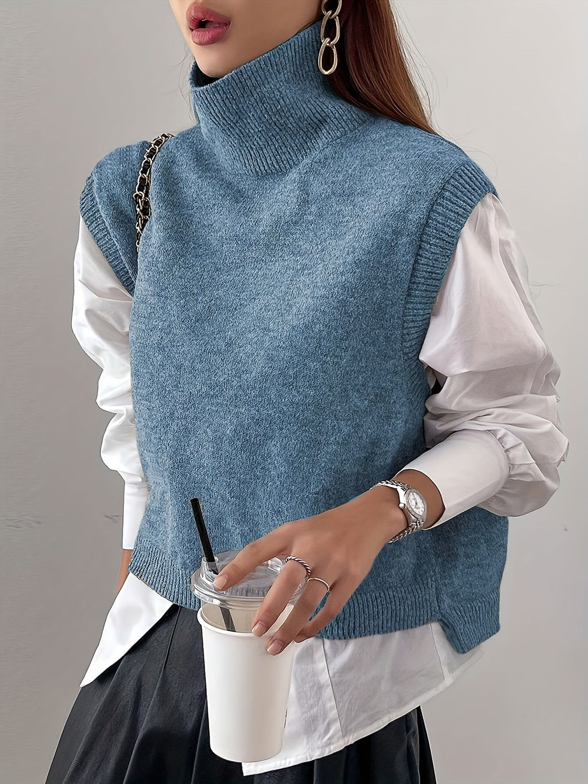 Pull sans manches à col roulé — vue 7