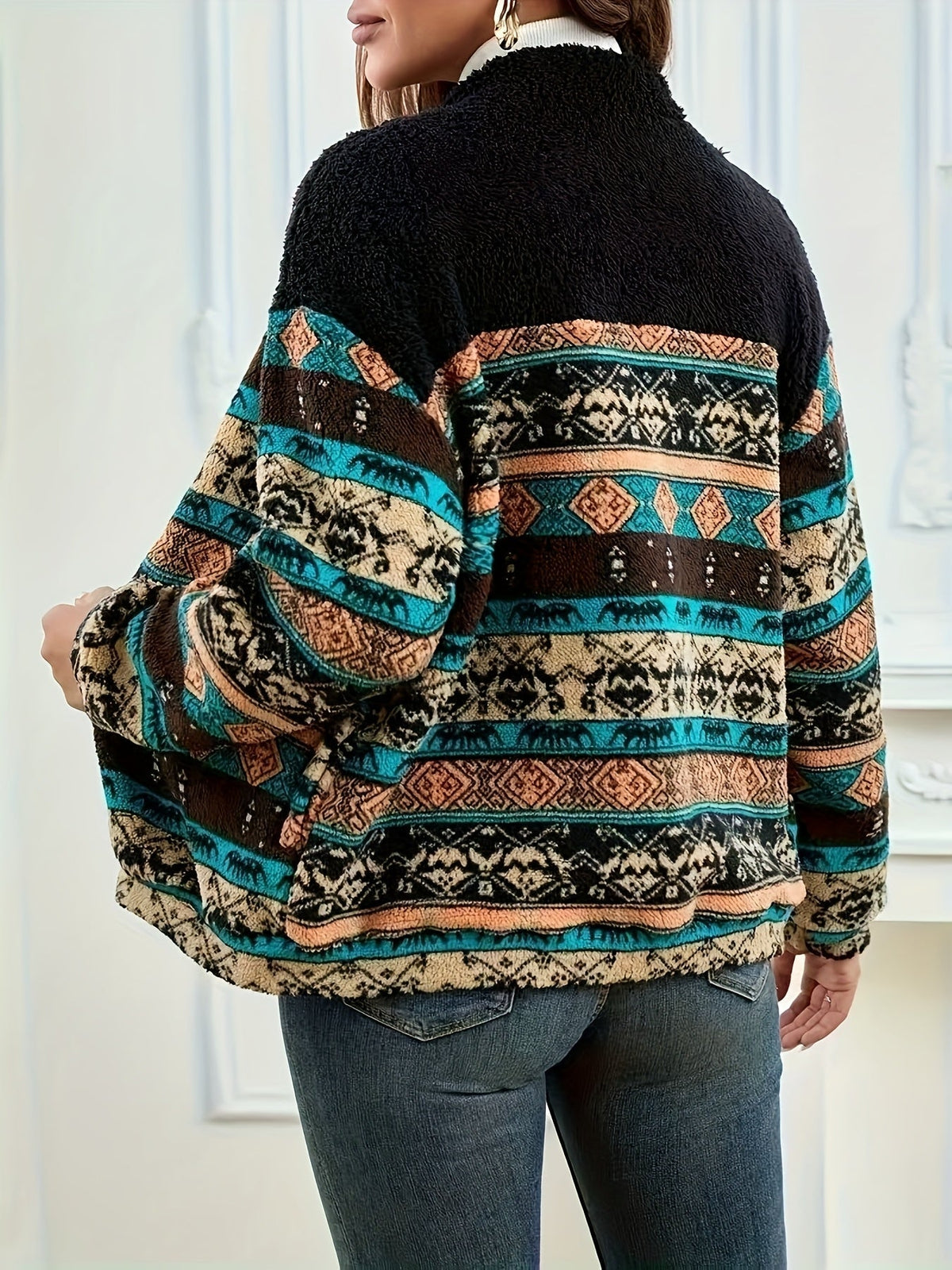 Fiorella | Veste polaire à rayures graphiques — Amielle Paris
