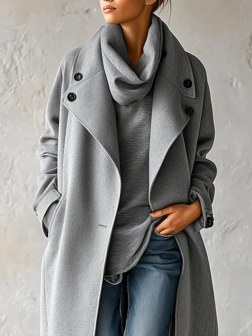 Manteau drapé à larges revers — Amielle Paris