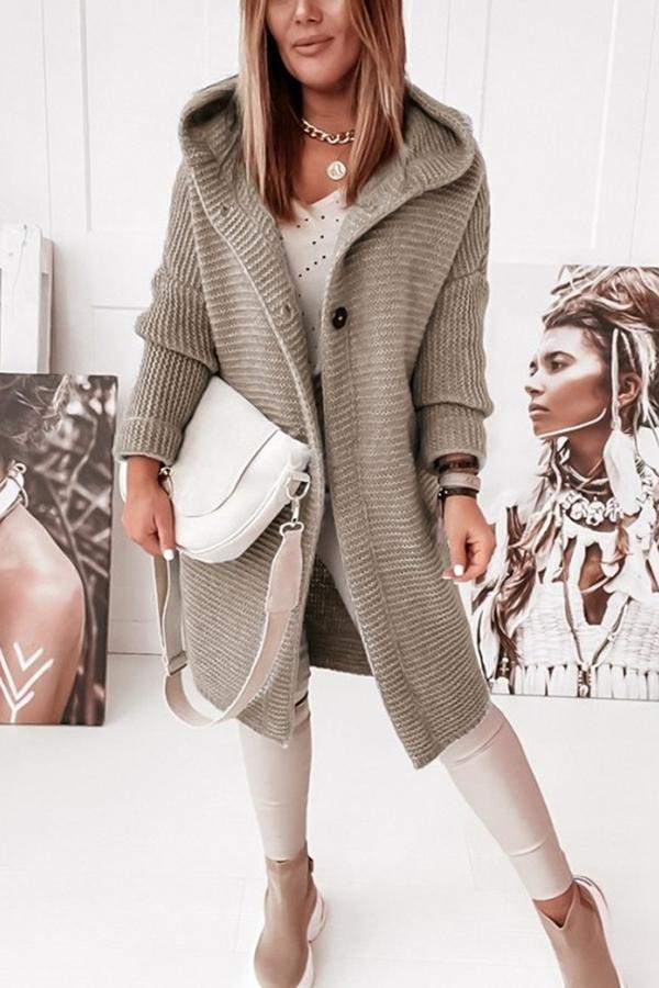 Gilet long boutonné à capuche — Amielle Paris