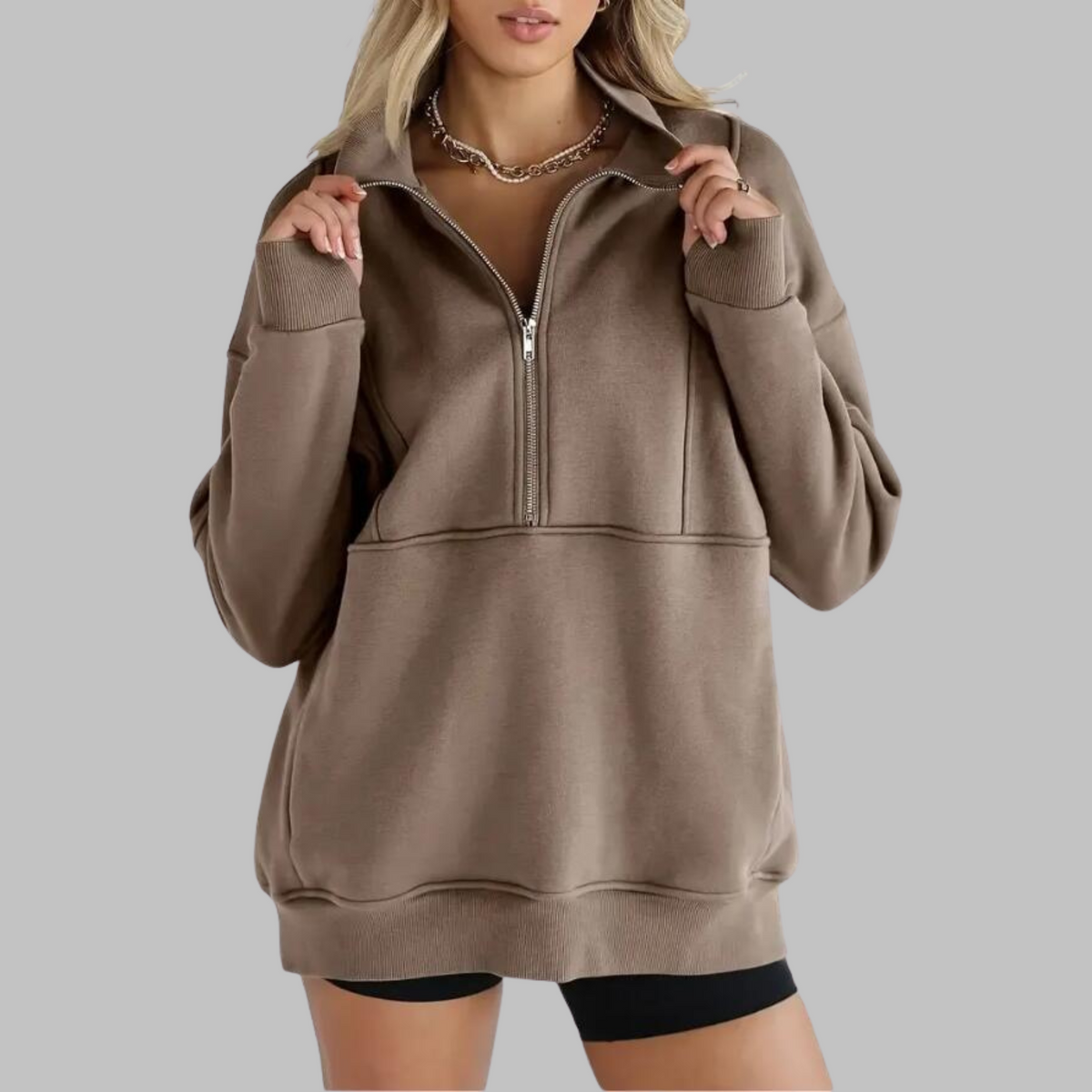 Sweat ample à col demi-zippé — Amielle Paris