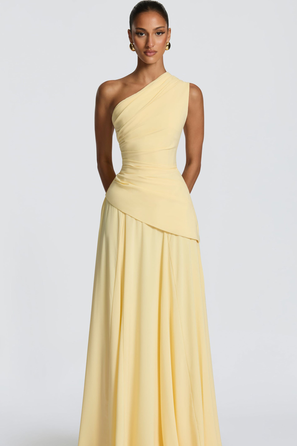 Robe longue drapée une épaule — Alessandra — Amielle Paris
