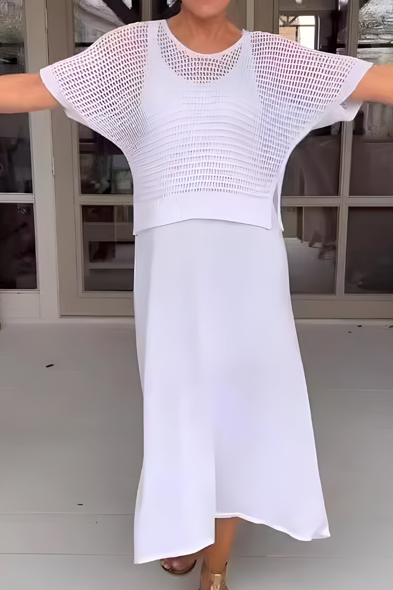 Isla — Robe à haut en maille et jupe fluide — Amielle Paris