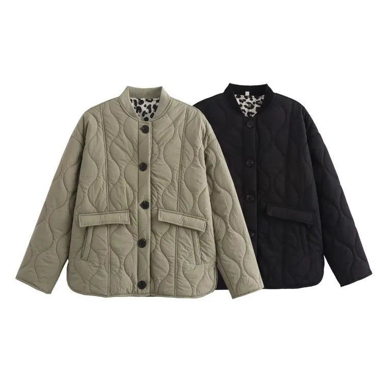 Chloe — Veste matelassée à doublure léopard — Amielle Paris