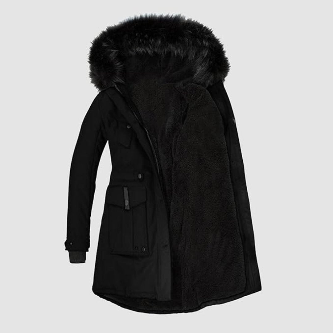 Sienna — Parka à capuche et taille ajustable — Amielle Paris