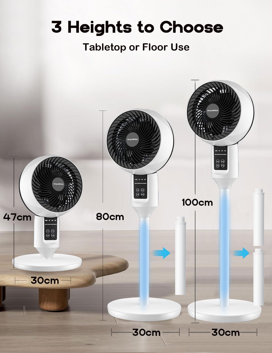 Ventilateur sur pied réglable à oscillation 3D — Amielle Paris