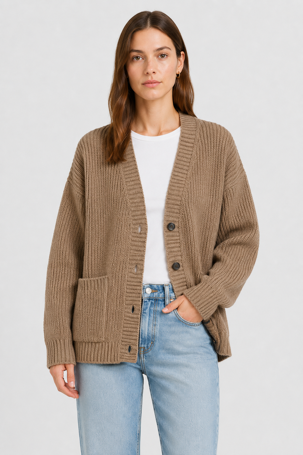 Cardigan long côtelé à manches amples — Amielle Paris