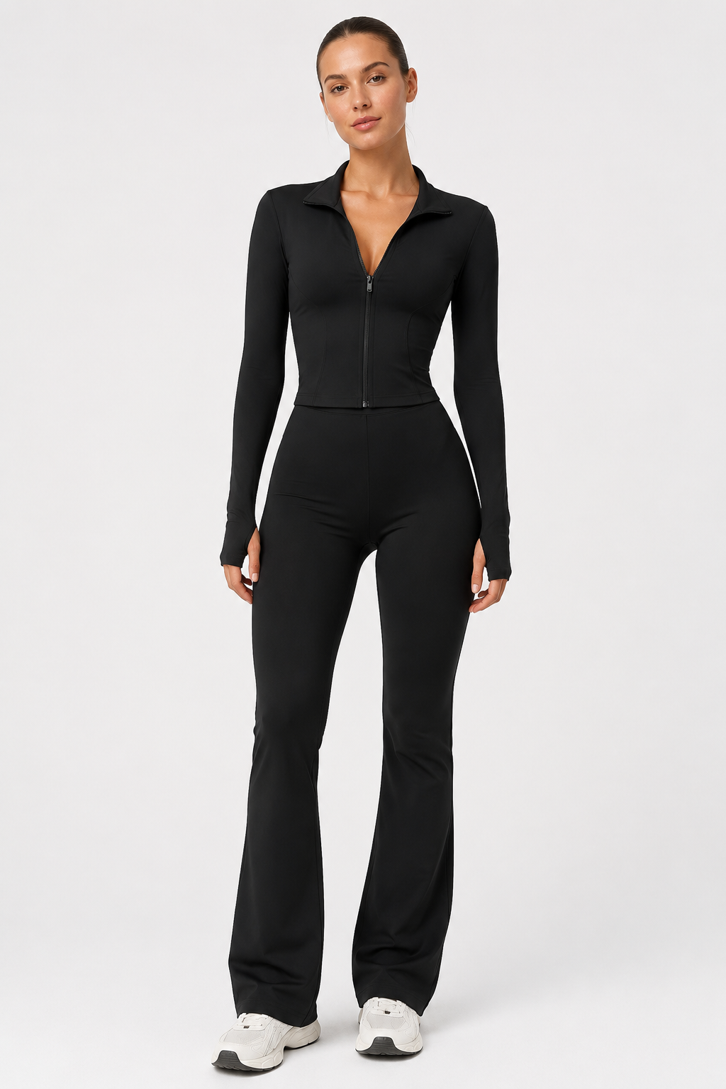 Ensemble veste zippée et pantalon évasé — Yolina — Amielle Paris