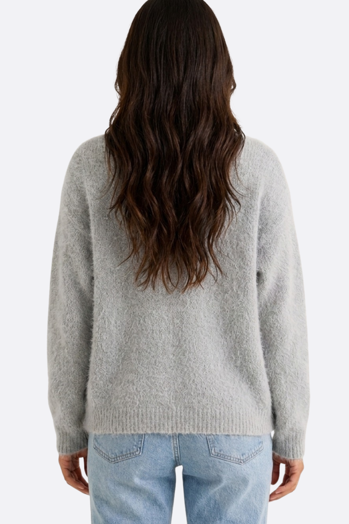 Cardigan ample duveteux à col V Rose — Amielle Paris