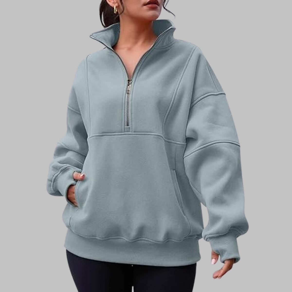 Sweat ample à col demi-zippé — Amielle Paris