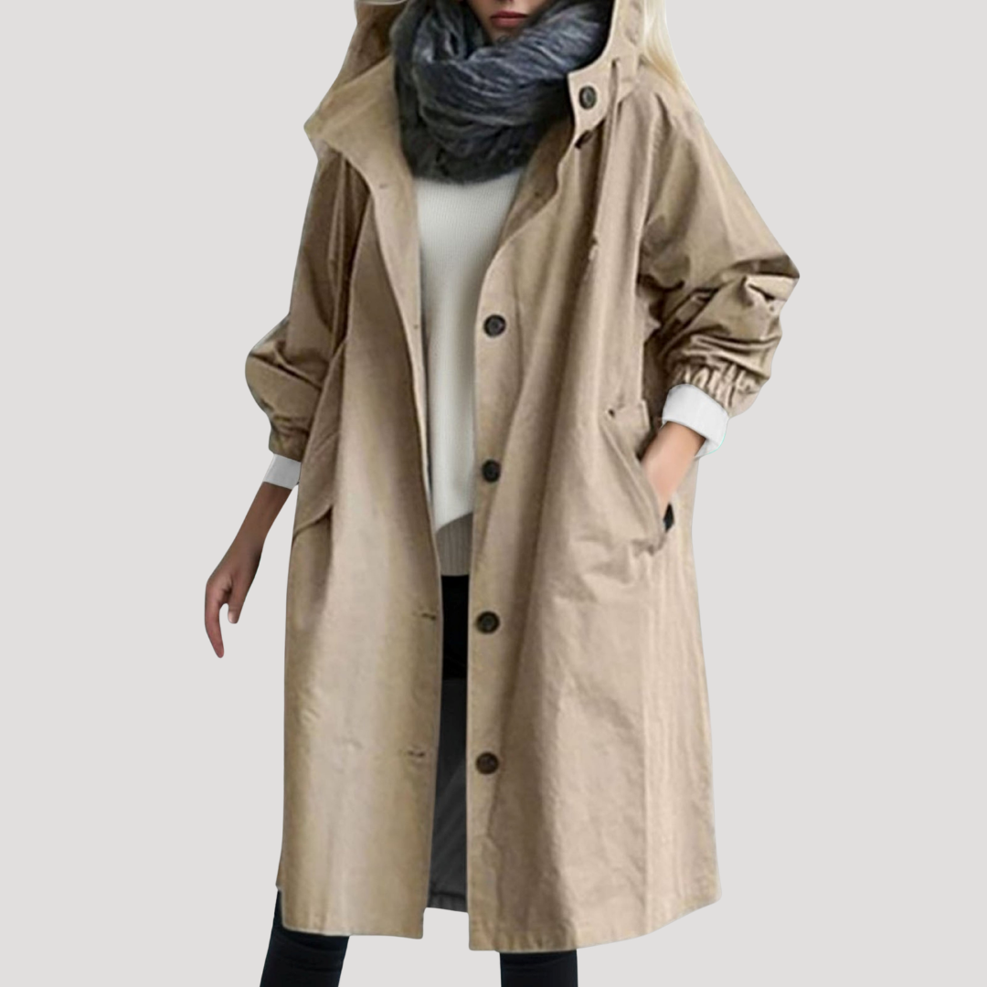 Parka longue à capuche et devant boutonné — Amielle Paris