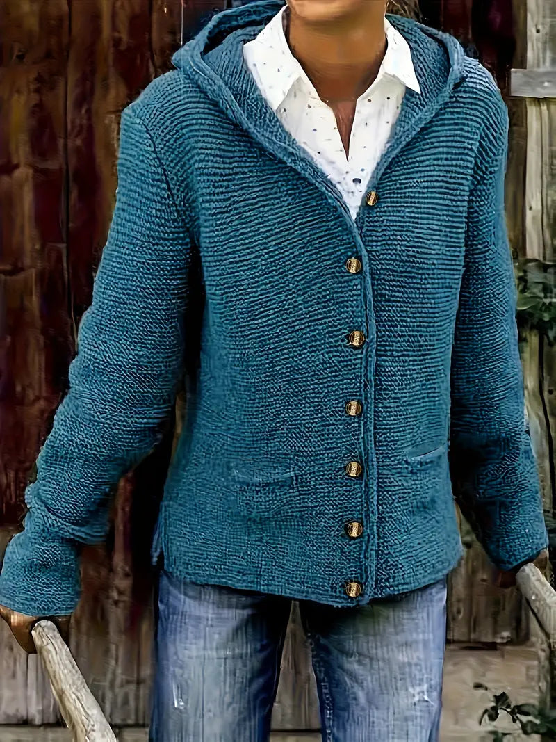 Quinn — Cardigan boutonné en maille texturée — Amielle Paris