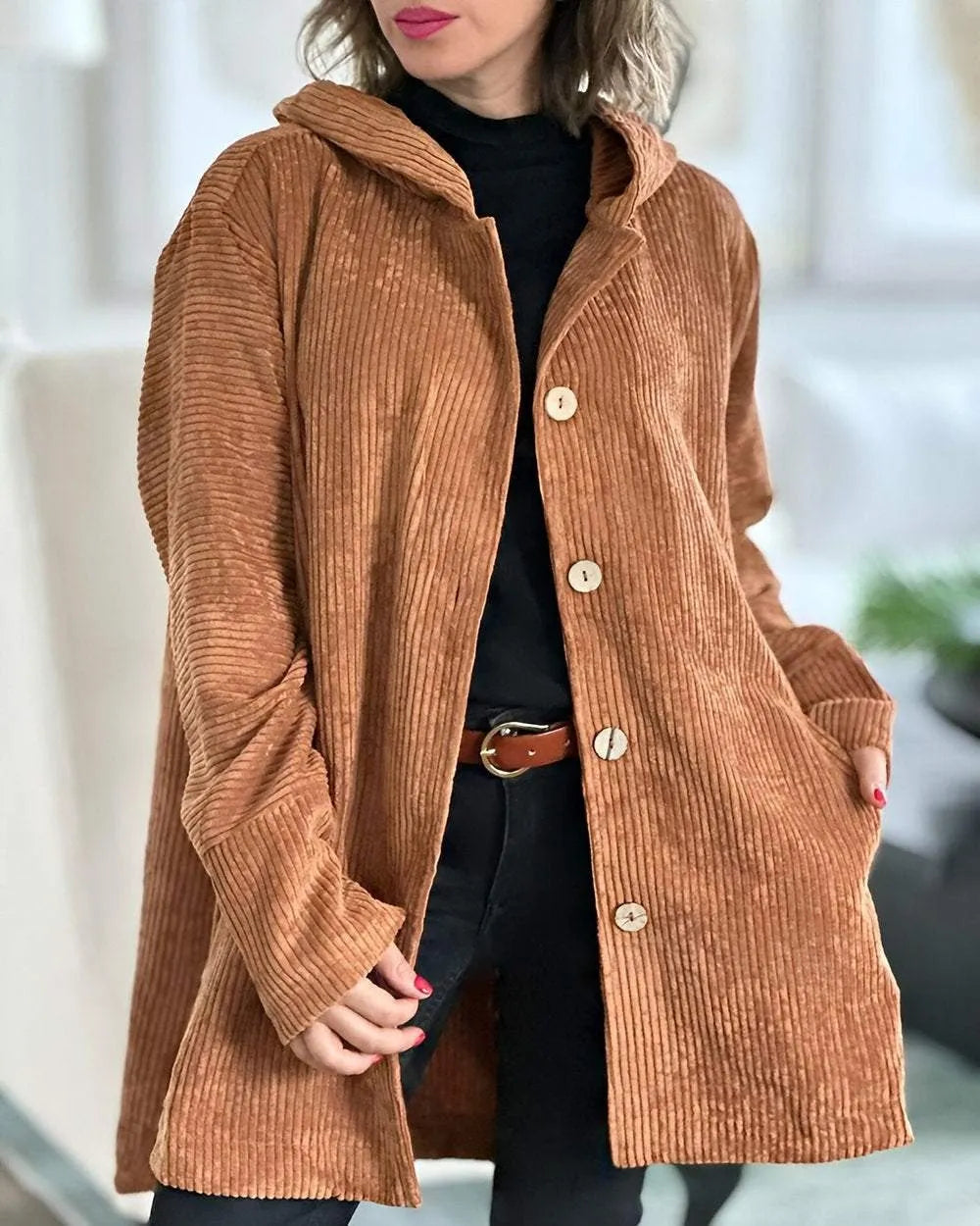Leonie — Veste en velours côtelé à capuche — Amielle Paris