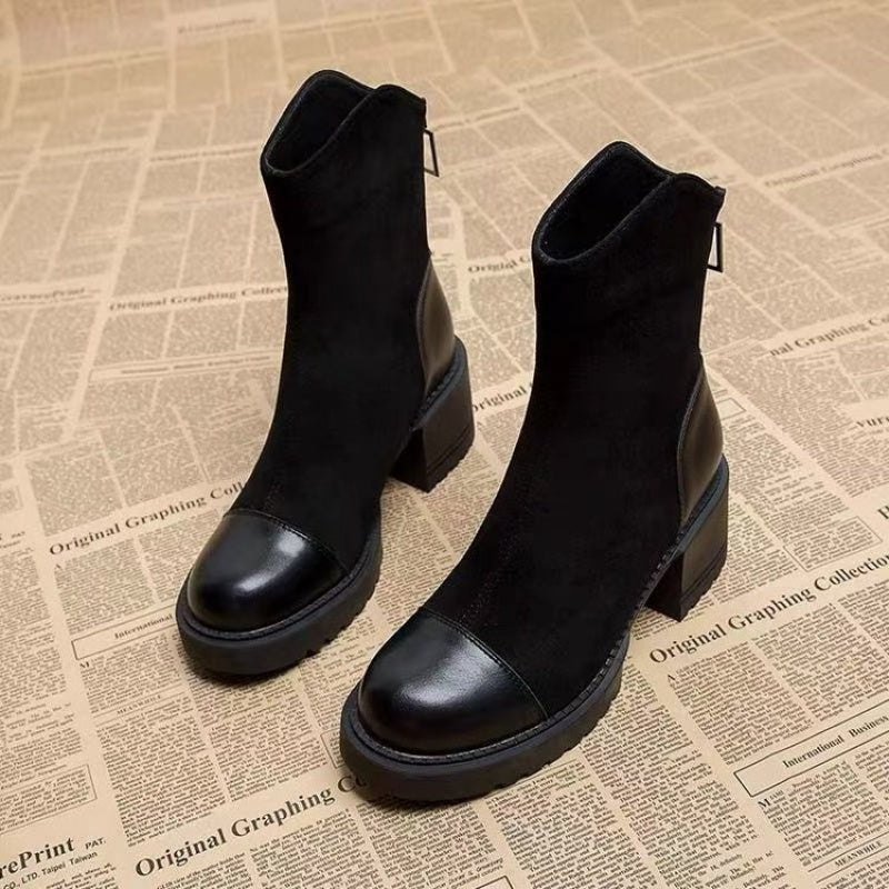 Camille | Bottines effet suédé à talon bloc