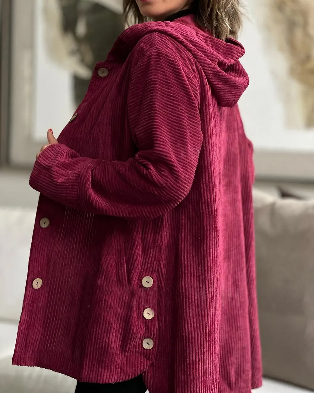 Leonie — Veste en velours côtelé à capuche — Amielle Paris