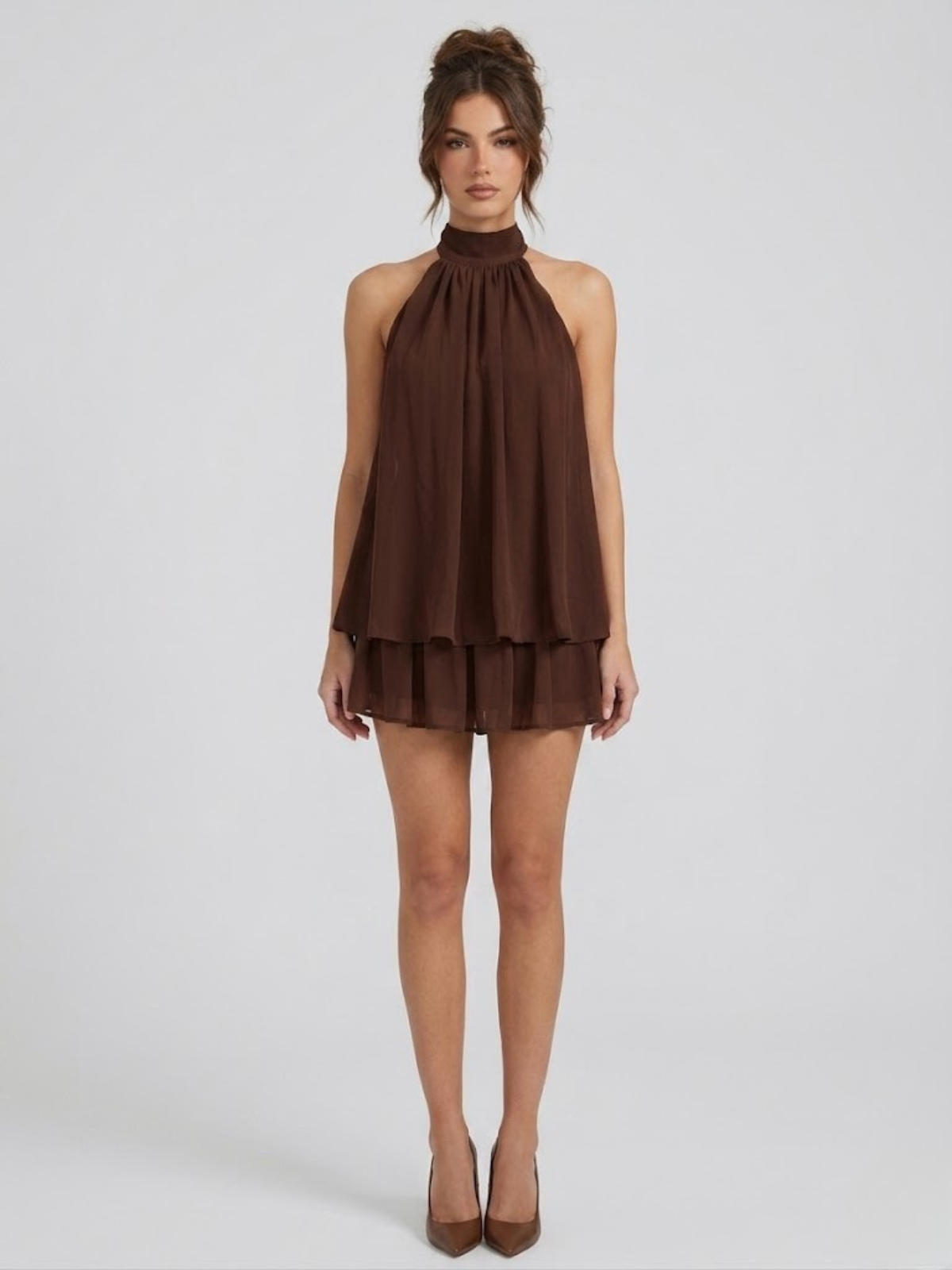 Evelyne — Robe courte à volants et dos nu — Amielle Paris