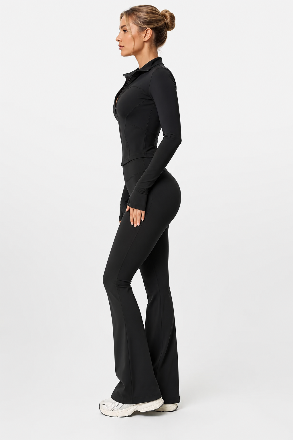 Ensemble veste zippée et pantalon évasé — Yolina — Amielle Paris