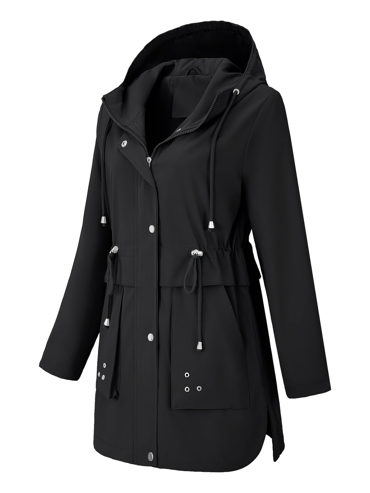 Parka zippée à capuche et cordon à la taille — Amielle Paris