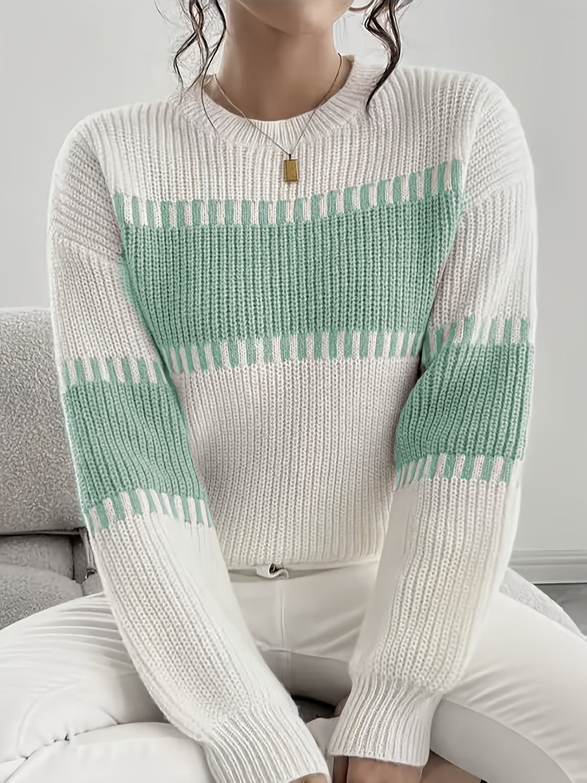 Margaux | Pull rayé à épaules tombantes — Amielle Paris