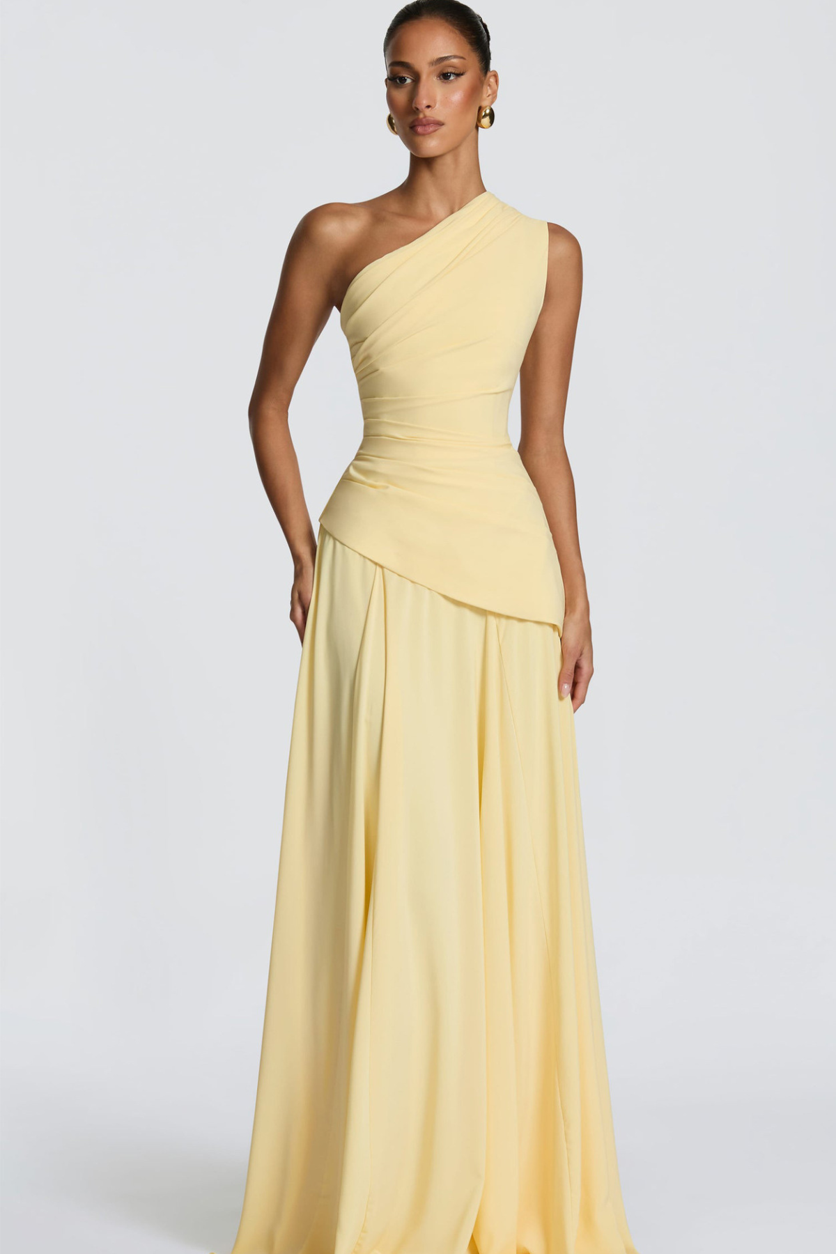 Robe longue drapée une épaule — Alessandra — Amielle Paris