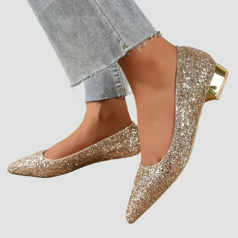 Escarpins pailletés à petit talon bloc — Amielle Paris