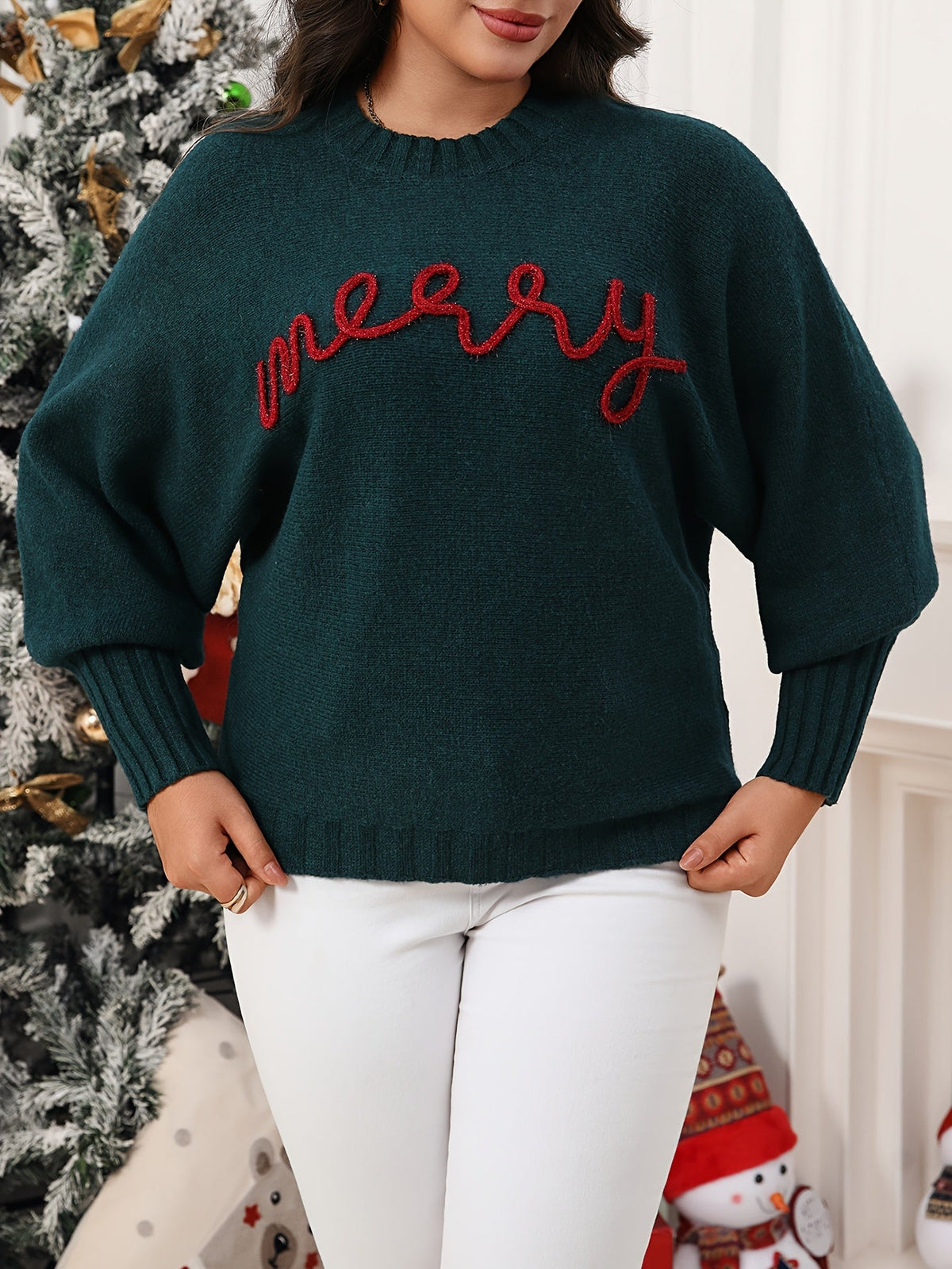 Pull de Noël à inscription Merry et col rond — Amielle Paris