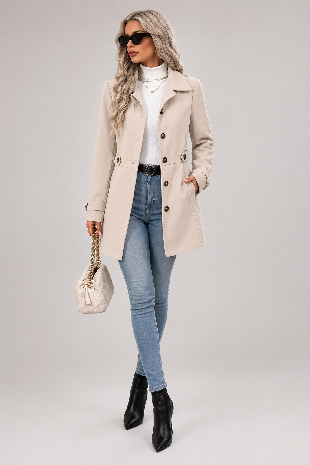 Manteau cintré en suédine — Lilly — Amielle Paris