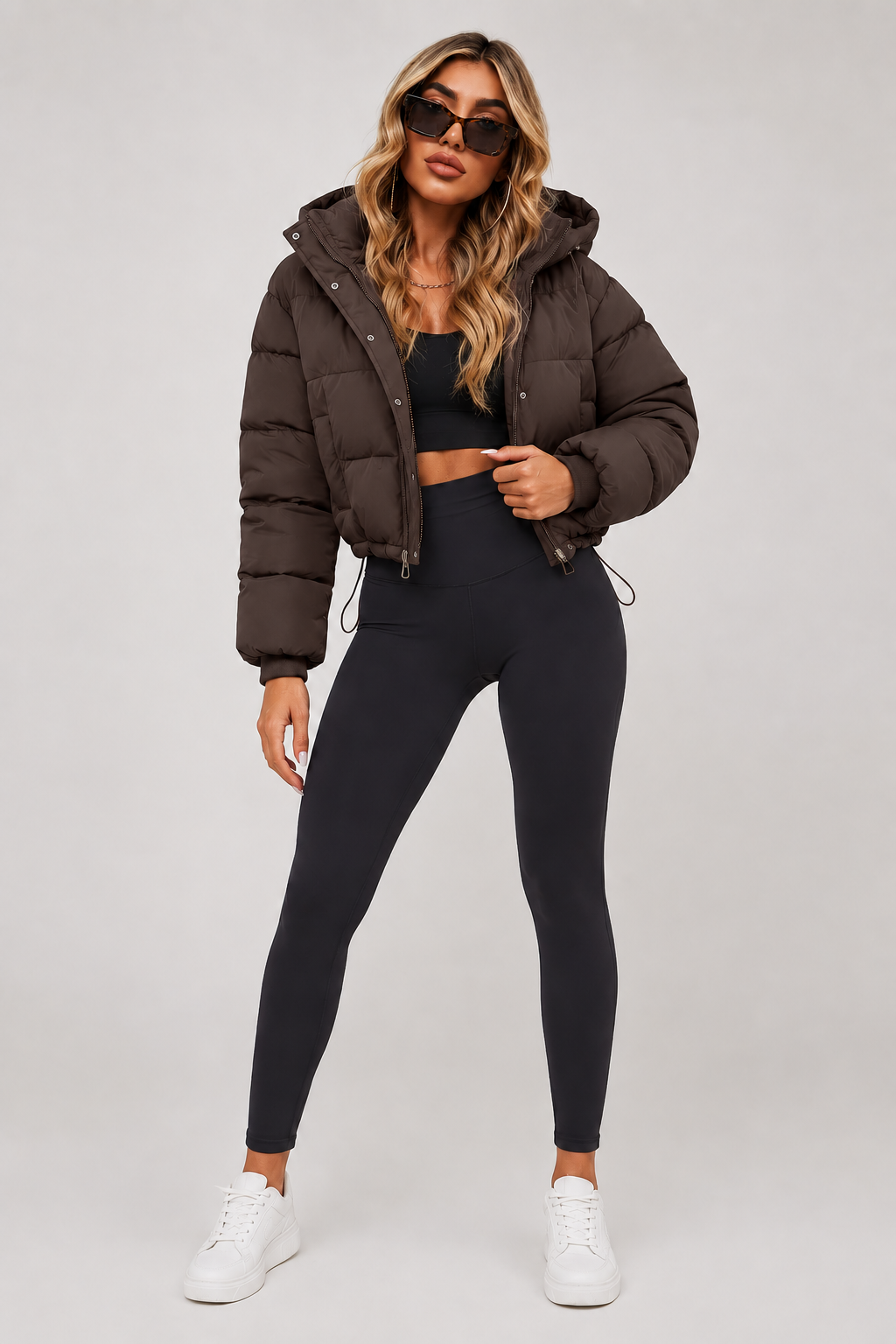Doudoune courte ample à capuche Jaëlle — Amielle Paris