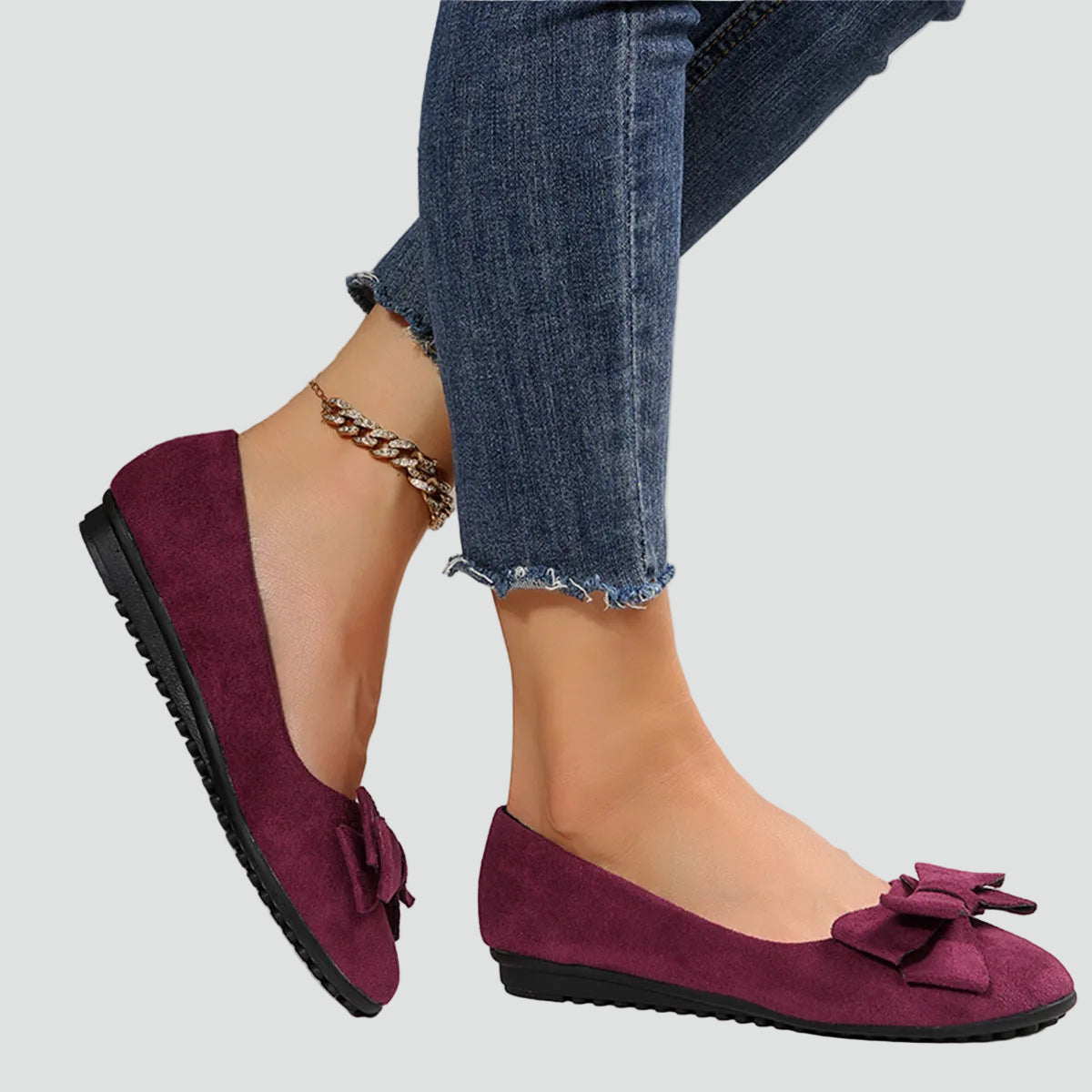 Ballerines aspect daim à nœud — Amielle Paris