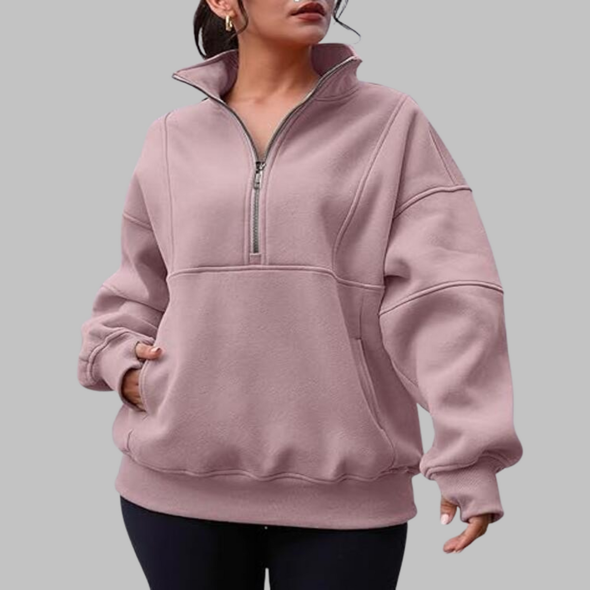 Sweat ample à col demi-zippé — Amielle Paris
