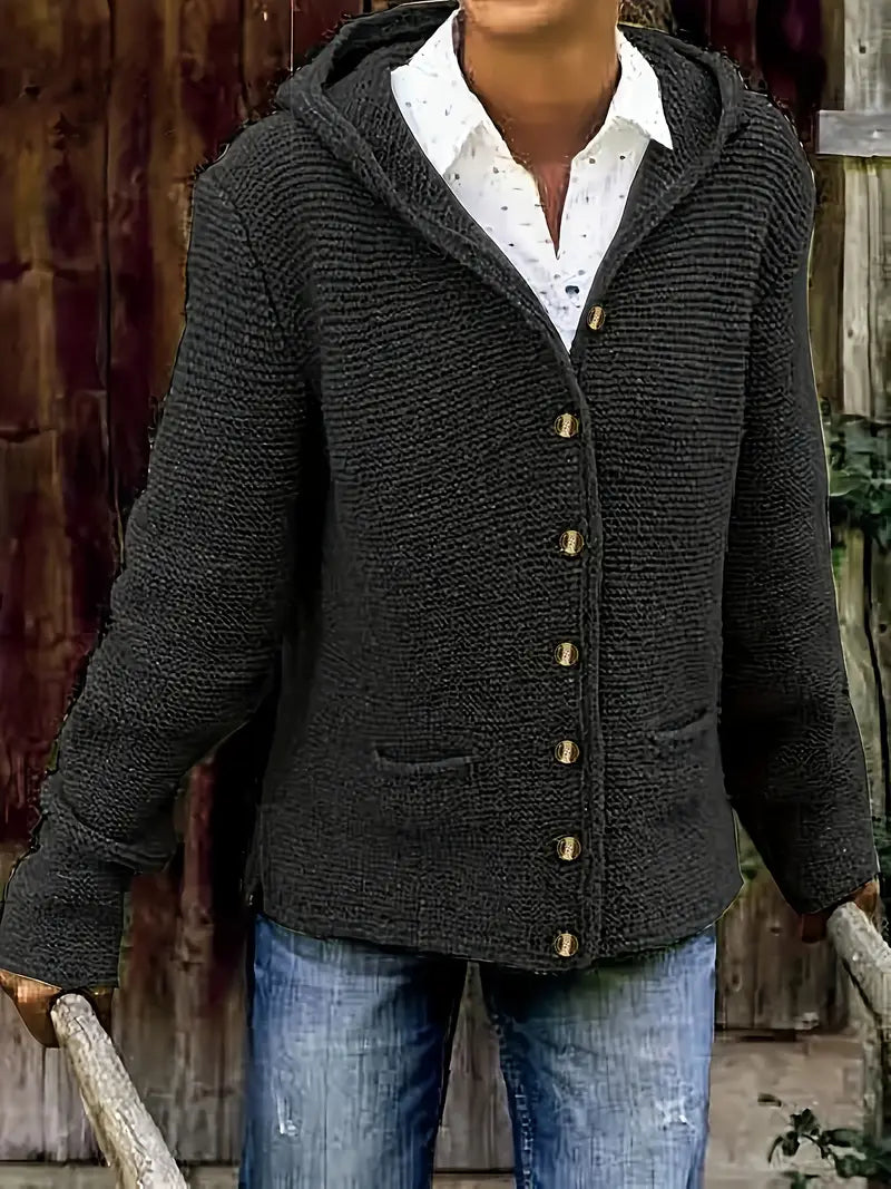 Quinn — Cardigan boutonné en maille texturée — Amielle Paris