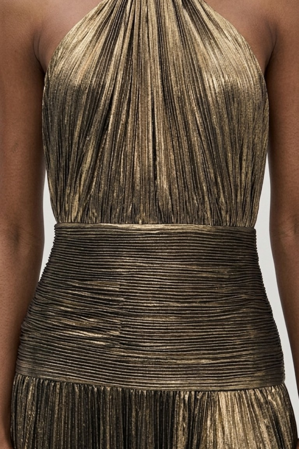 Robe longue plissée métallisée — Aurelia — Amielle Paris