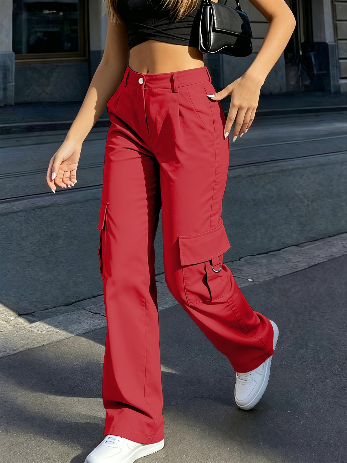Sabine | Pantalon cargo large à taille haute — Amielle Paris