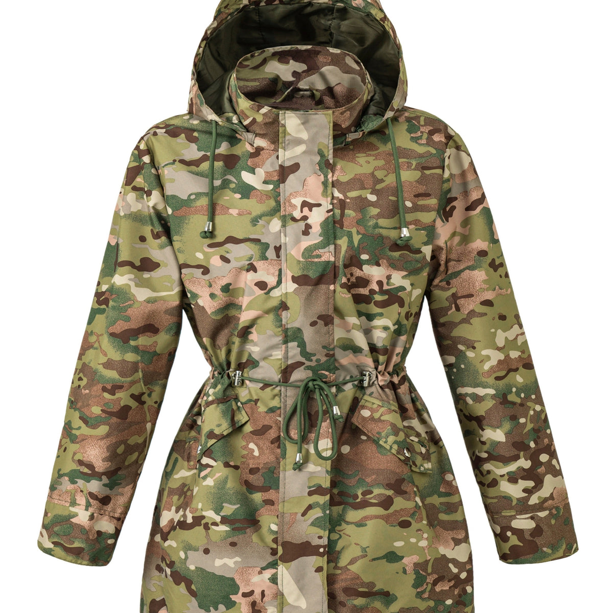 Parka doublée à capuche et taille à cordon — Amielle Paris