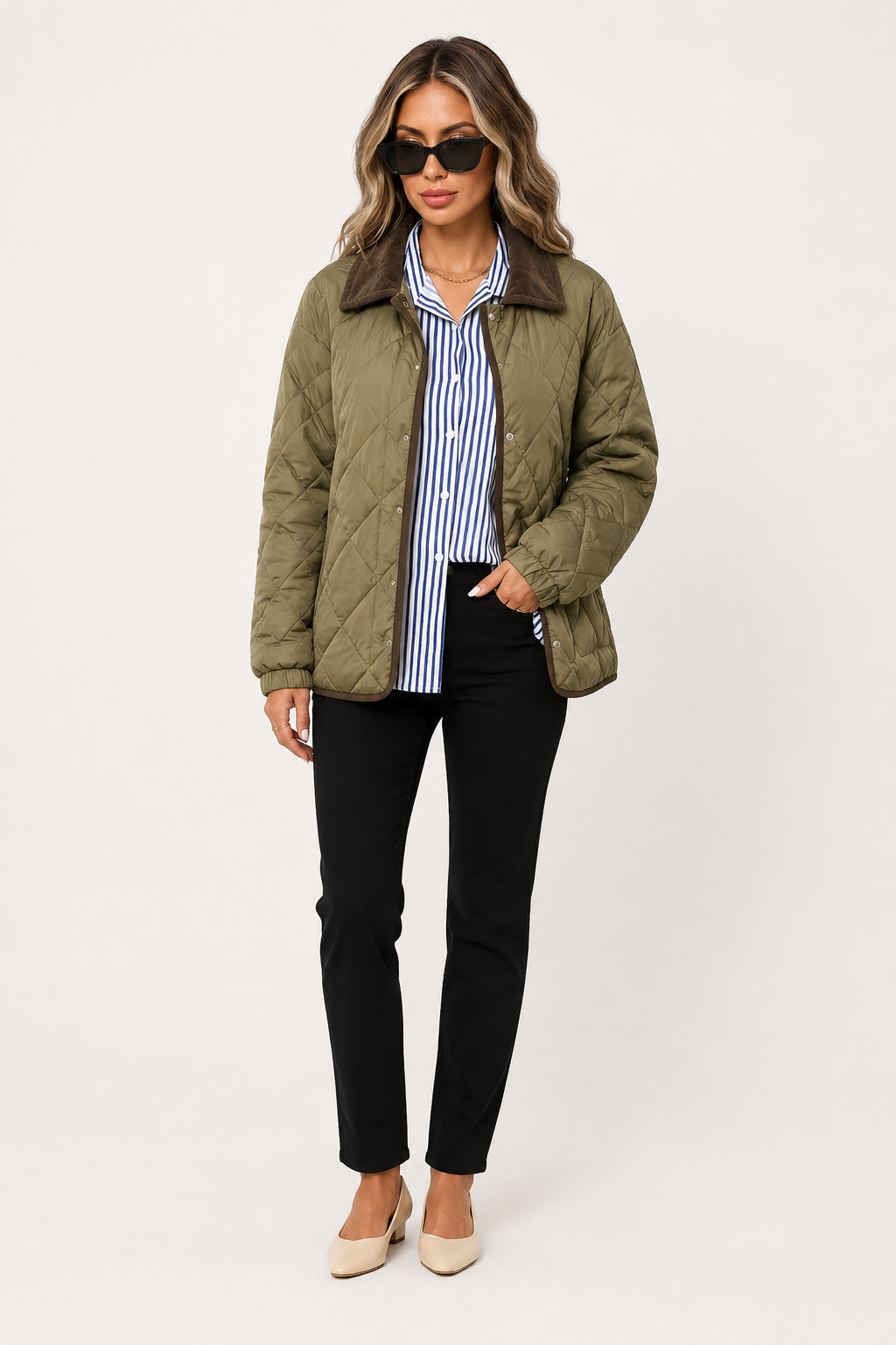 Quincy — Veste matelassée à bordures contrastantes — Amielle Paris