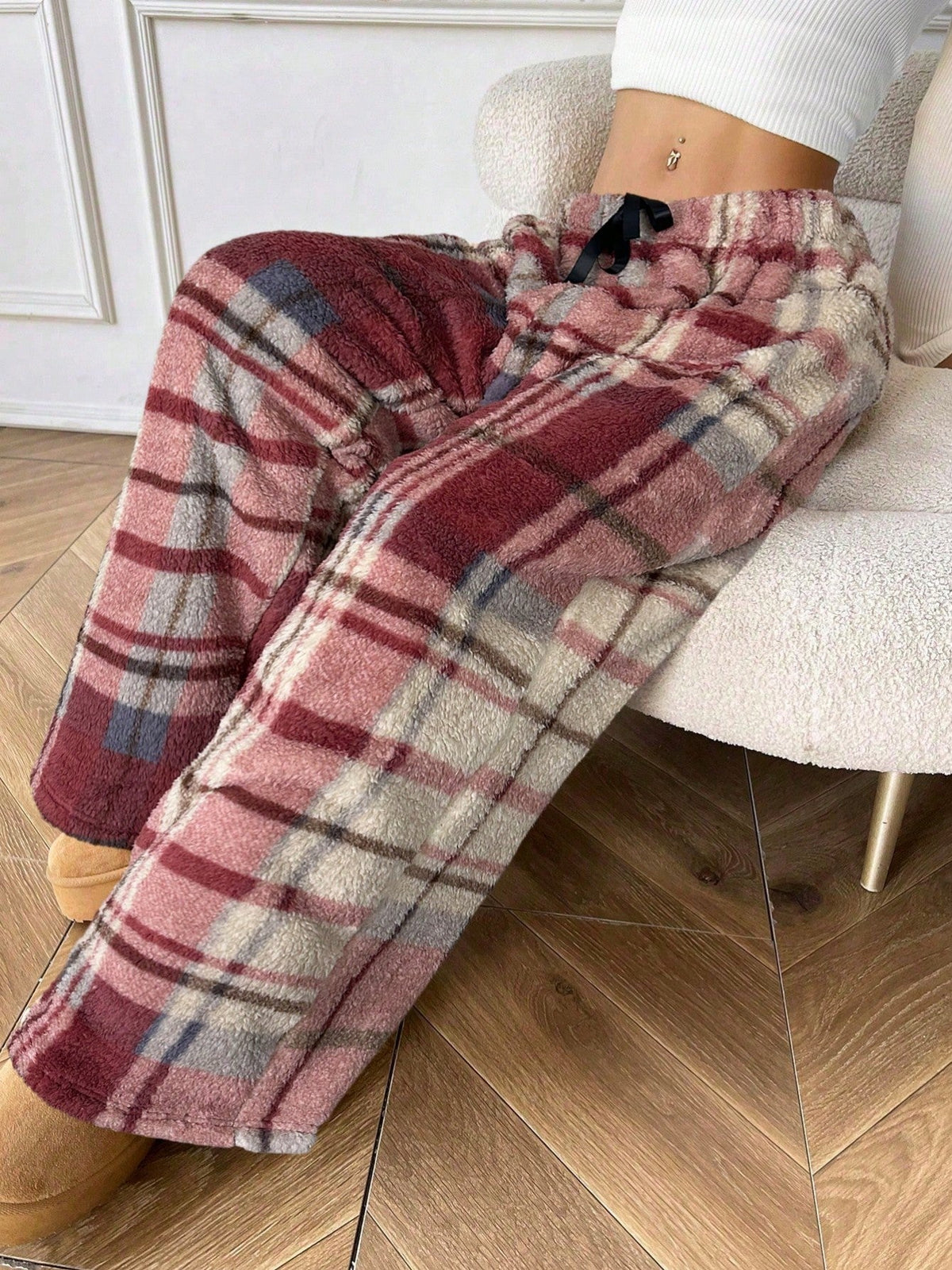 Pantalon d'intérieur à carreaux et taille à nouer — Amielle Paris