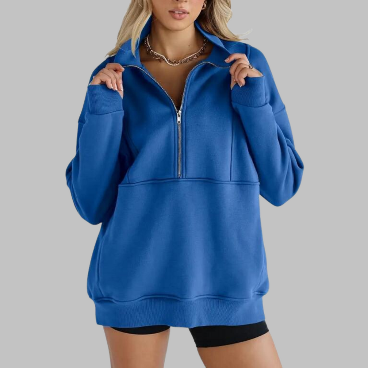 Sweat ample à col demi-zippé — Amielle Paris