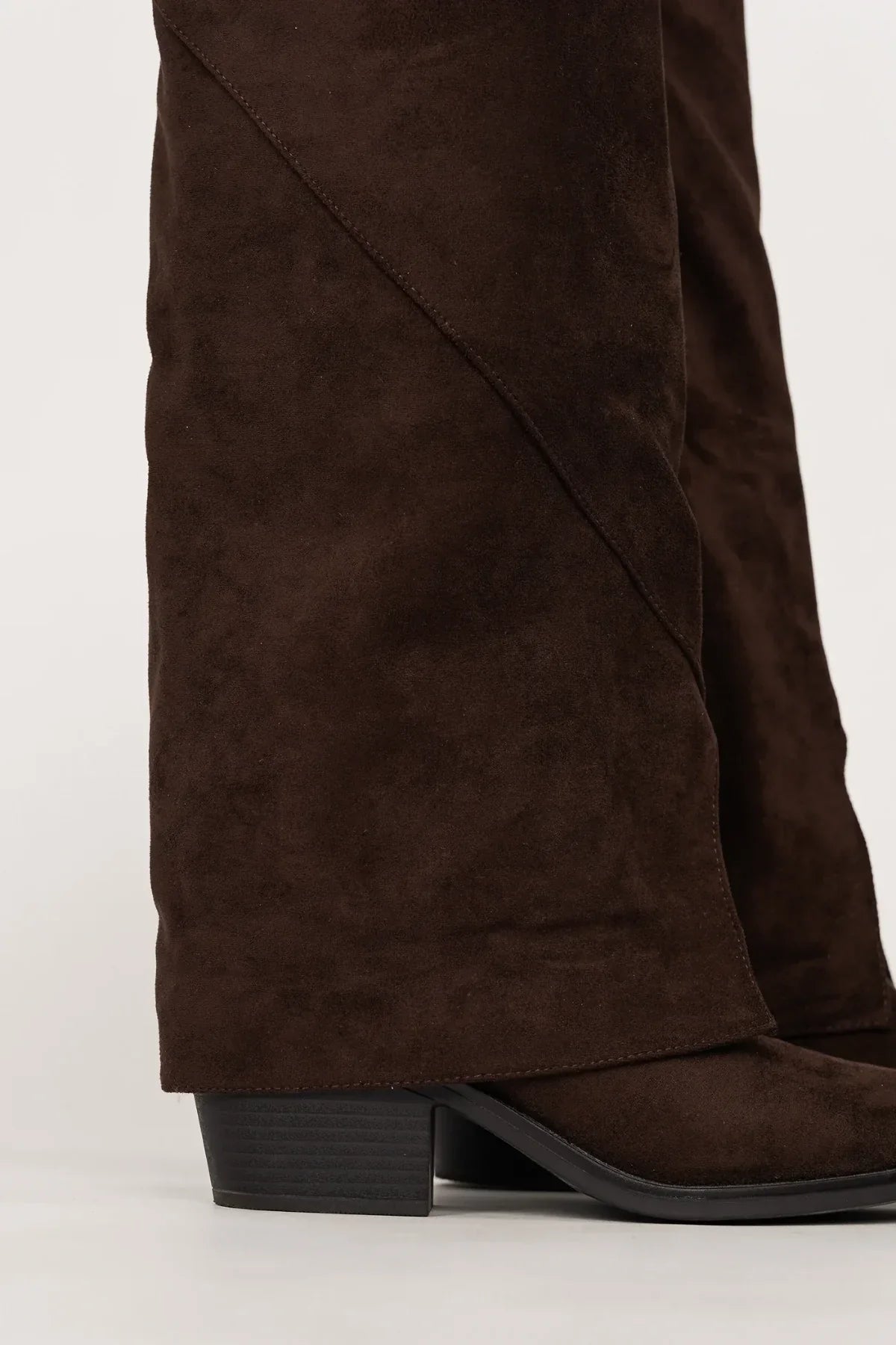 Bottes hautes à revers et talon bloc Olivia — Amielle Paris